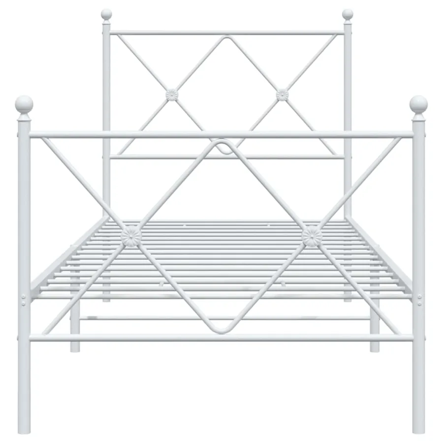Cadre de lit métal sans matelas avec pied de lit blanc 80x200cm - 4