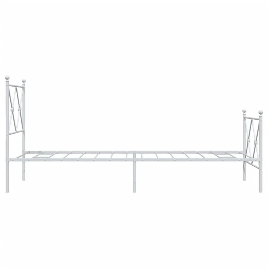 Cadre de lit métal sans matelas avec pied de lit blanc 80x200cm - 5