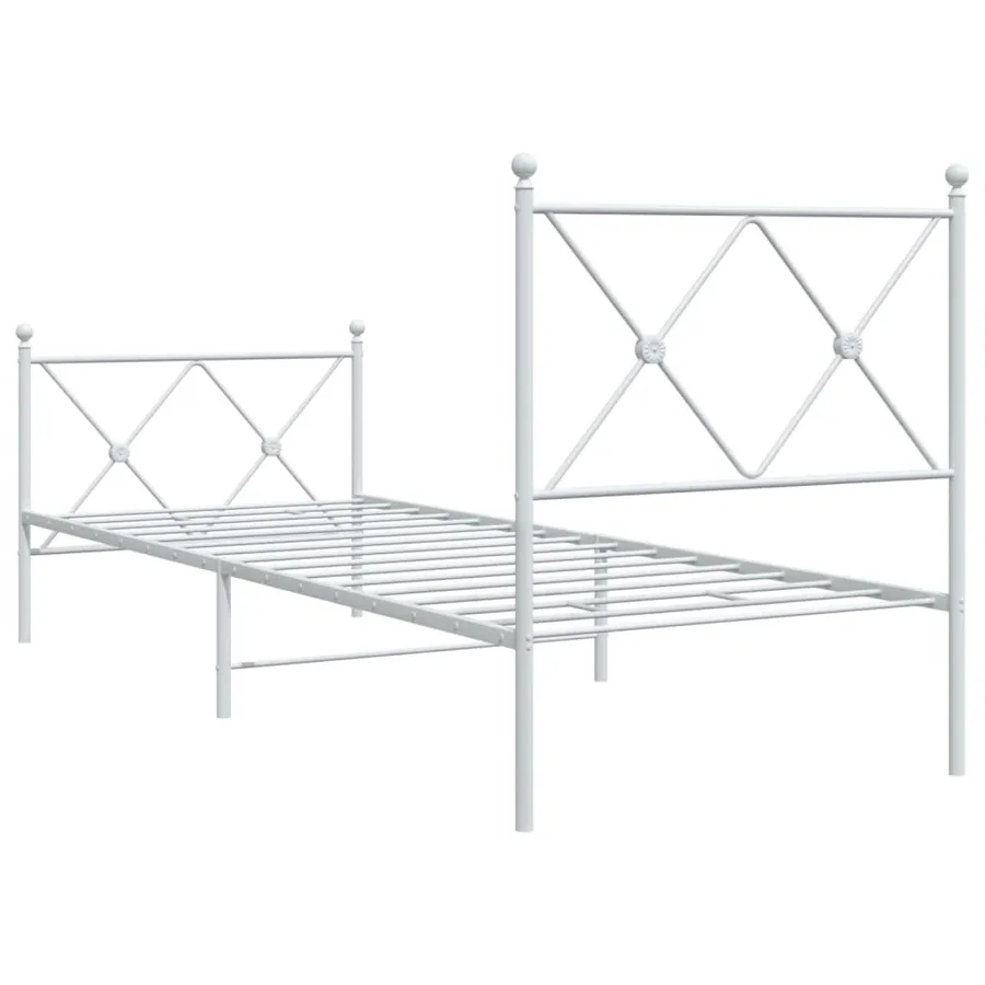 Cadre de lit métal sans matelas avec pied de lit blanc 80x200cm - 6