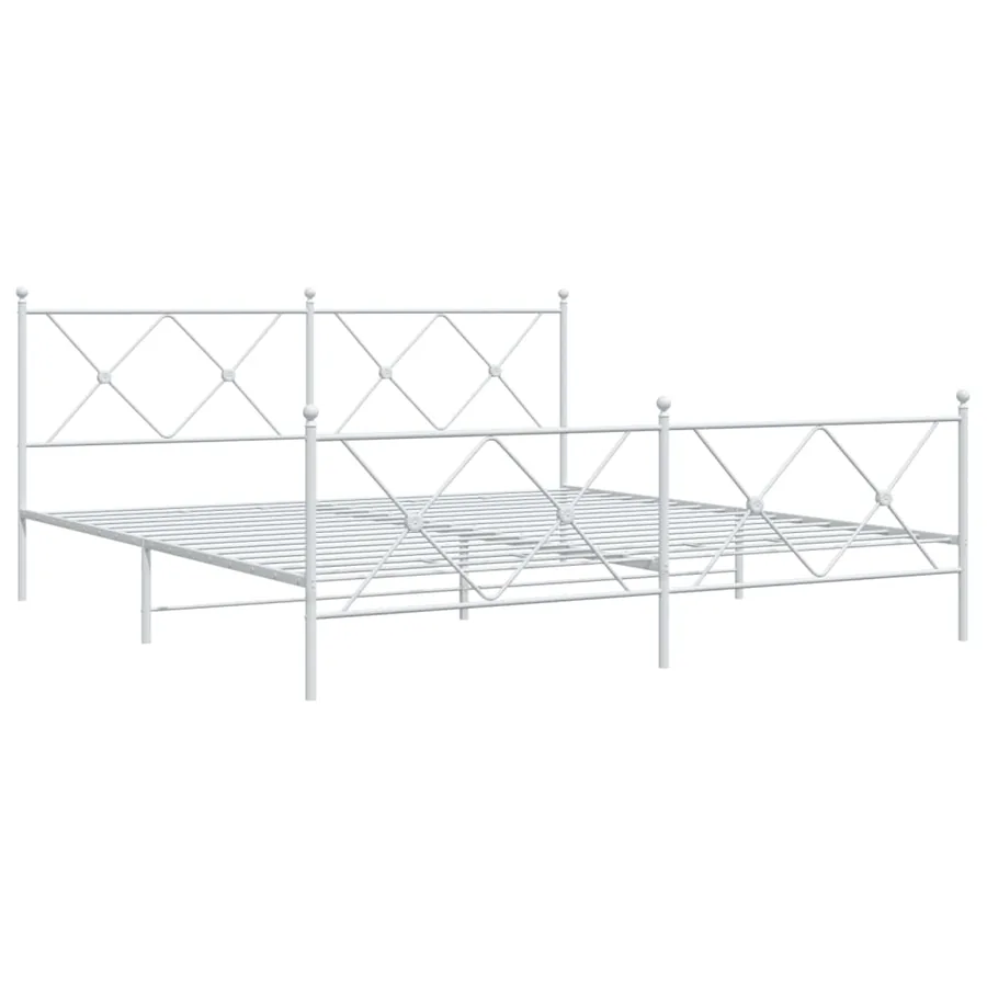 Cadre de lit métal sans matelas et pied de lit blanc 183x213 cm - 3