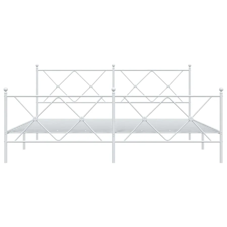Cadre de lit métal sans matelas et pied de lit blanc 183x213 cm - 4