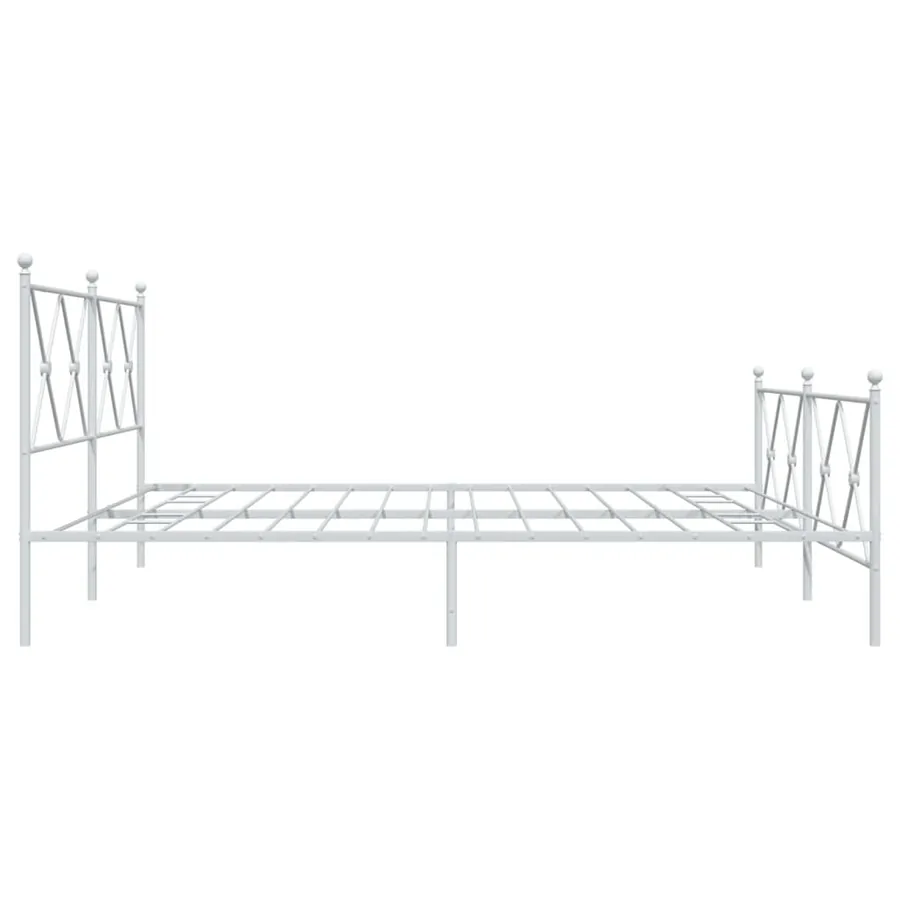 Cadre de lit métal sans matelas et pied de lit blanc 183x213 cm - 5