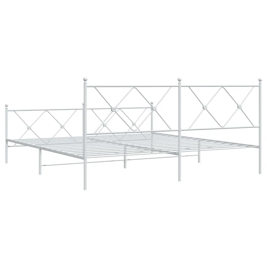 Cadre de lit métal sans matelas et pied de lit blanc 183x213 cm - 6
