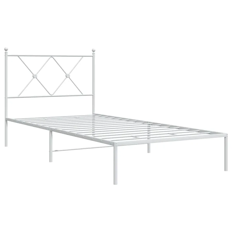 Cadre de lit métal sans matelas avec tête de lit blanc 90x190cm - 3