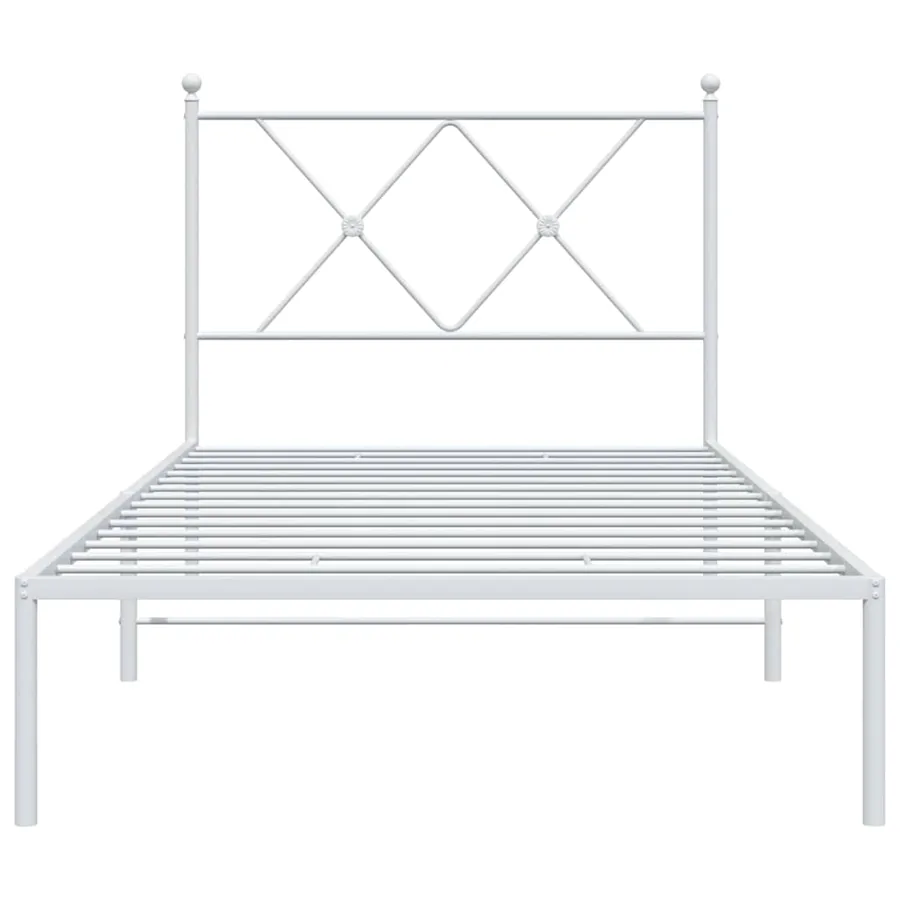 Cadre de lit métal sans matelas avec tête de lit blanc 90x190cm - 4
