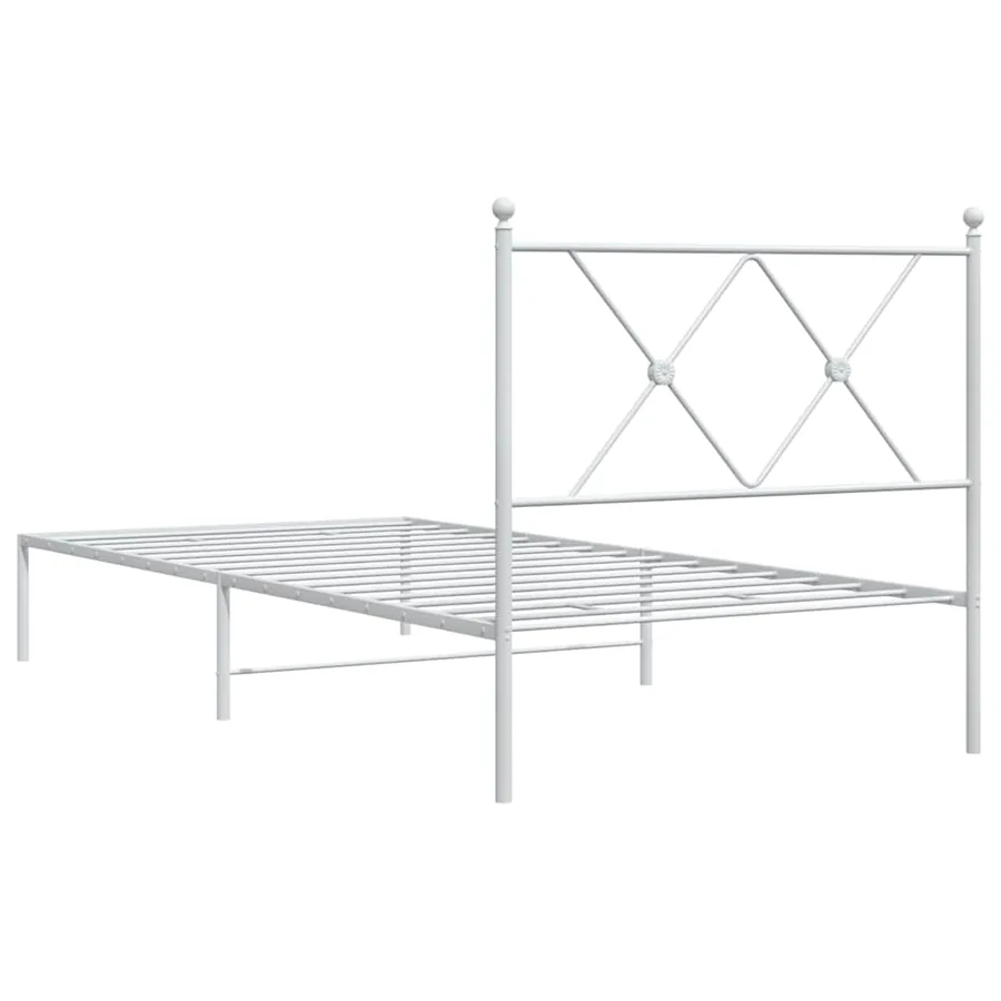 Cadre de lit métal sans matelas avec tête de lit blanc 90x190cm - 6