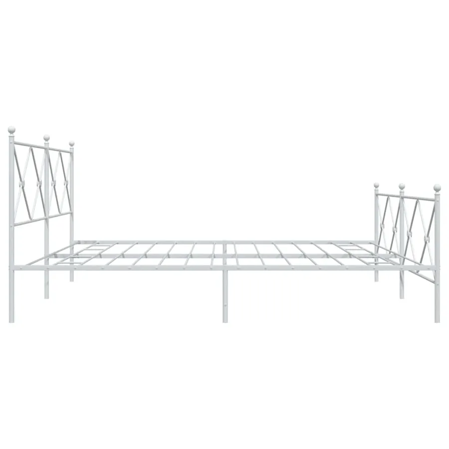 Cadre de lit métal sans matelas et pied de lit blanc 200x200 cm - 5