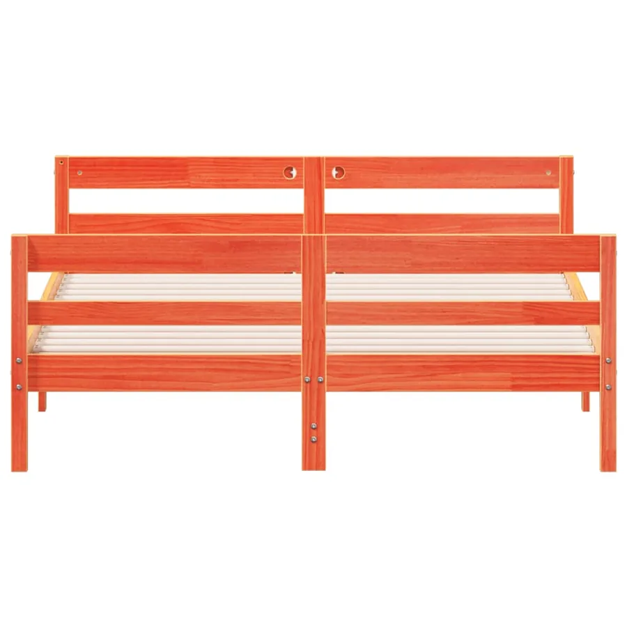 Cadre de lit sans matelas cire marron 140x200cm bois pin massif - 4