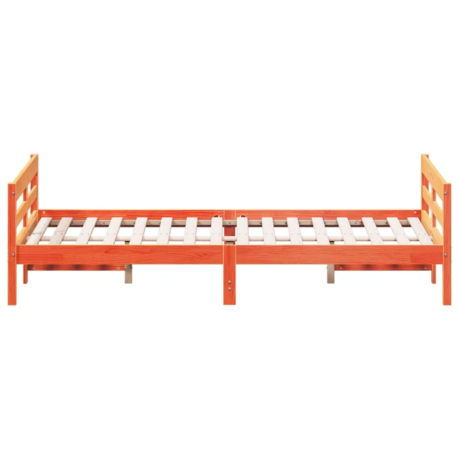 Cadre de lit sans matelas cire marron 140x200cm bois pin massif - 5