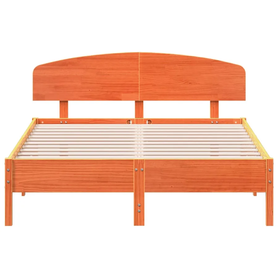 Cadre de lit sans matelas cire marron 140x200cm bois pin massif - 4