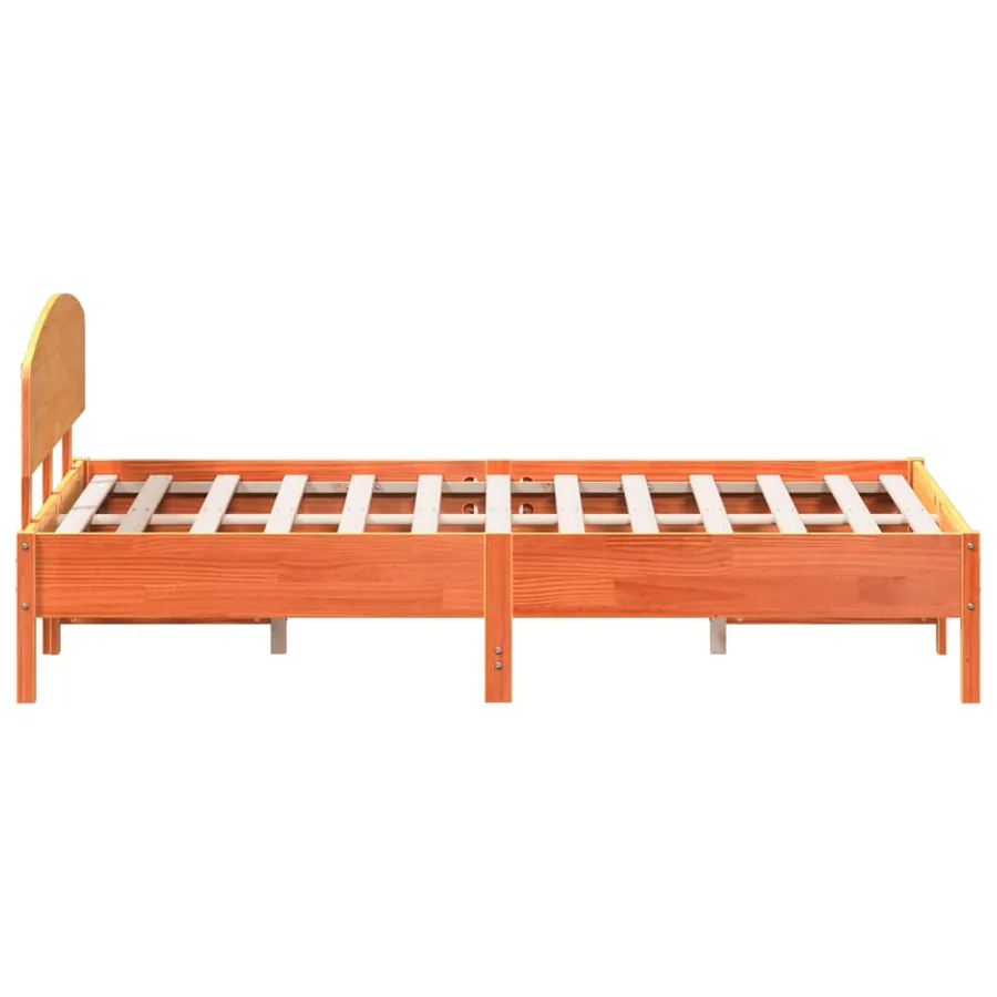 Cadre de lit sans matelas cire marron 140x200cm bois pin massif - 5