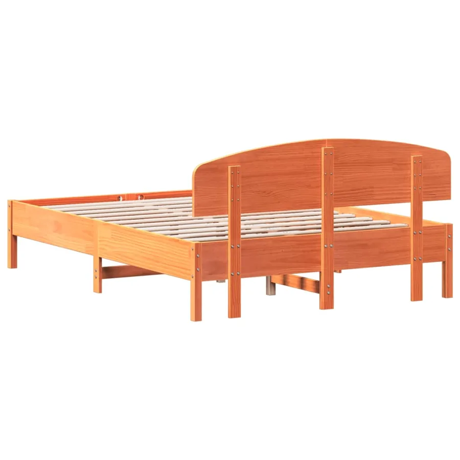 Cadre de lit sans matelas cire marron 140x200cm bois pin massif - 6