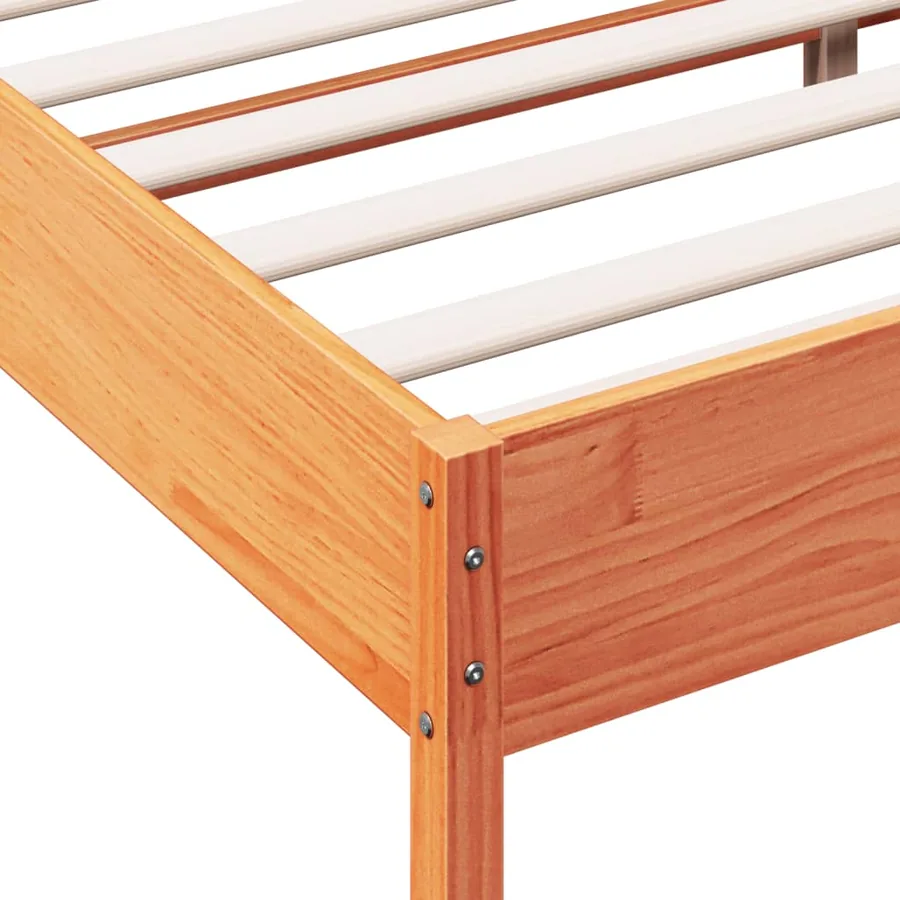 Cadre de lit sans matelas cire marron 140x200cm bois pin massif - 7