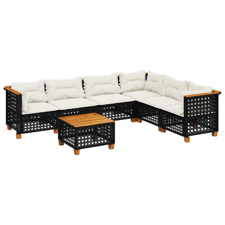 Salon de jardin 7 pcs avec coussins noir résine tressée 63,5 x 63,5 x 62 cm - 62,8 kg - 2