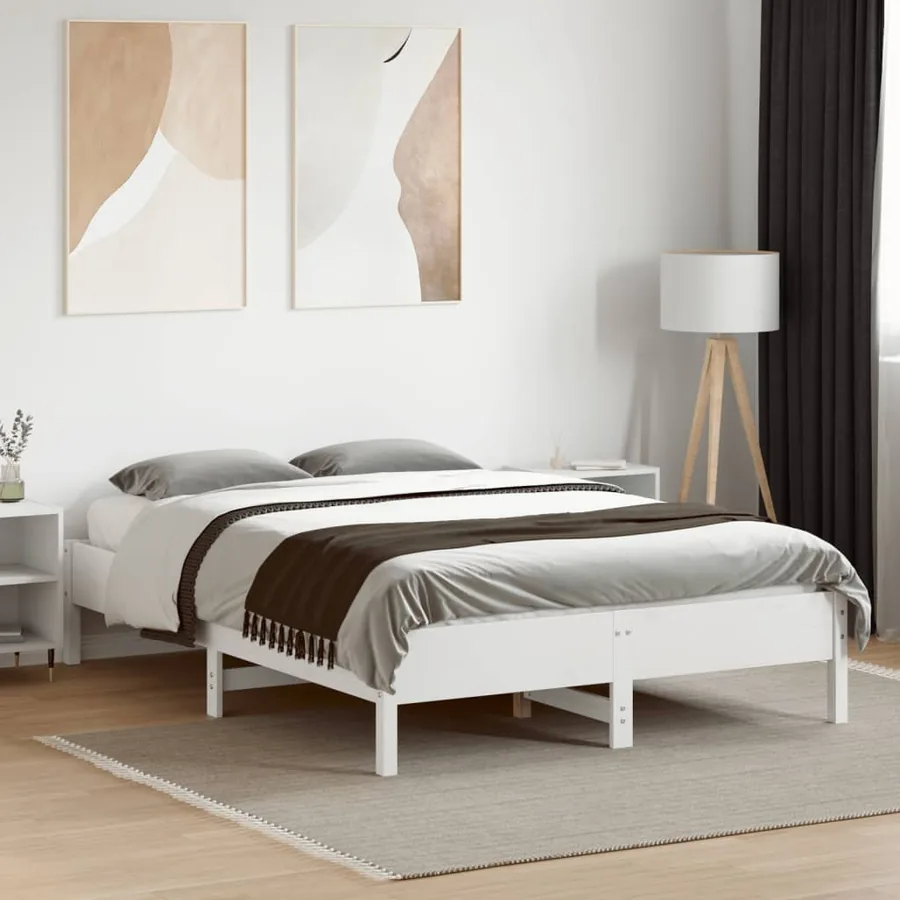 Cadre de lit sans matelas blanc 120x190 cm bois de pin massif - 3