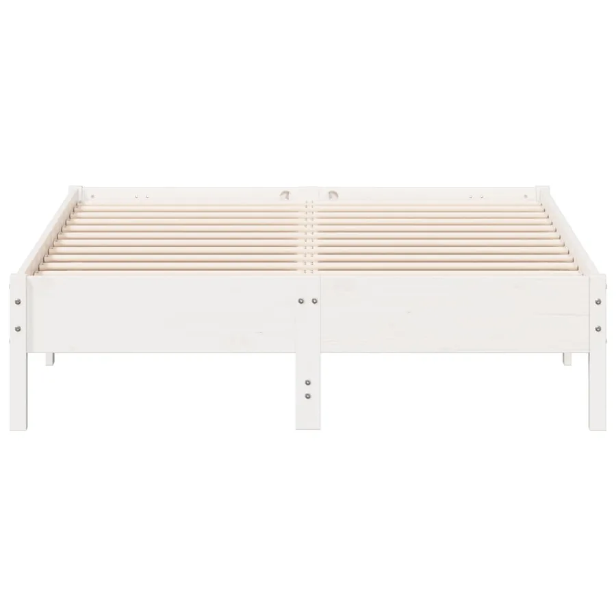 Cadre de lit sans matelas blanc 120x190 cm bois de pin massif - 4