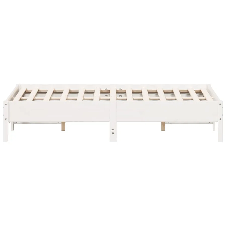 Cadre de lit sans matelas blanc 120x190 cm bois de pin massif - 5