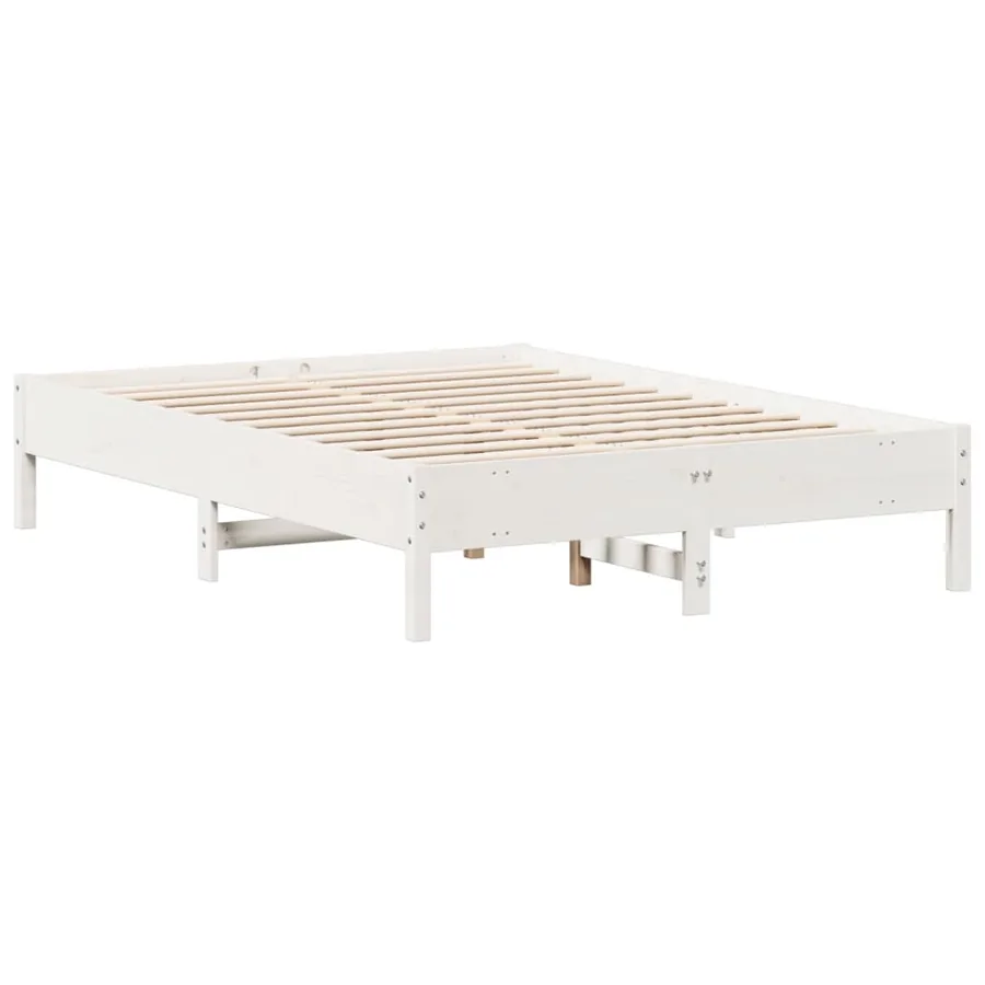 Cadre de lit sans matelas blanc 120x190 cm bois de pin massif - 6