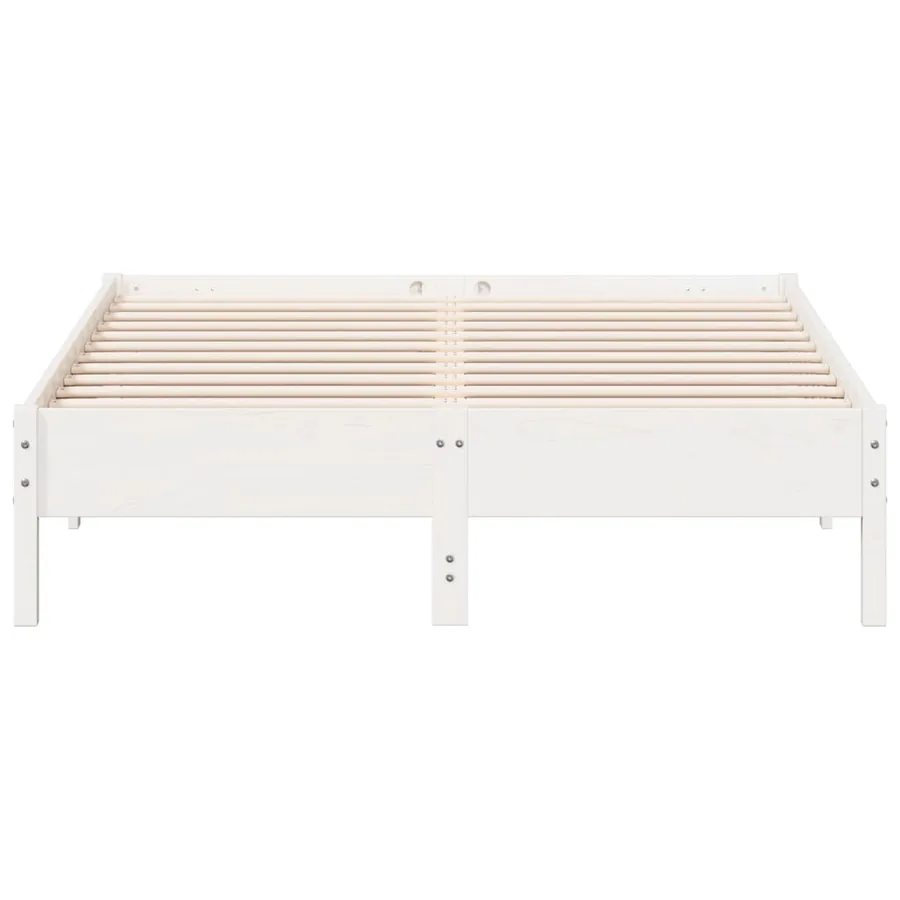 Cadre de lit sans matelas blanc 160x200 cm bois de pin massif - 4