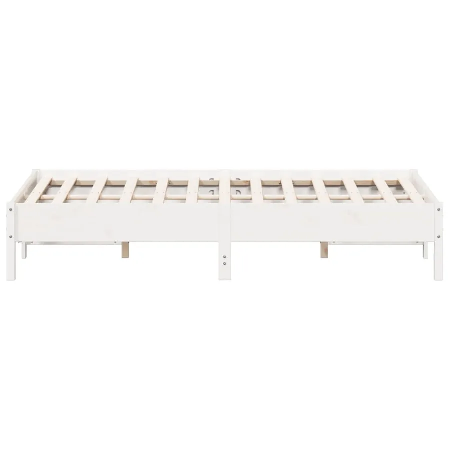 Cadre de lit sans matelas blanc 160x200 cm bois de pin massif - 5
