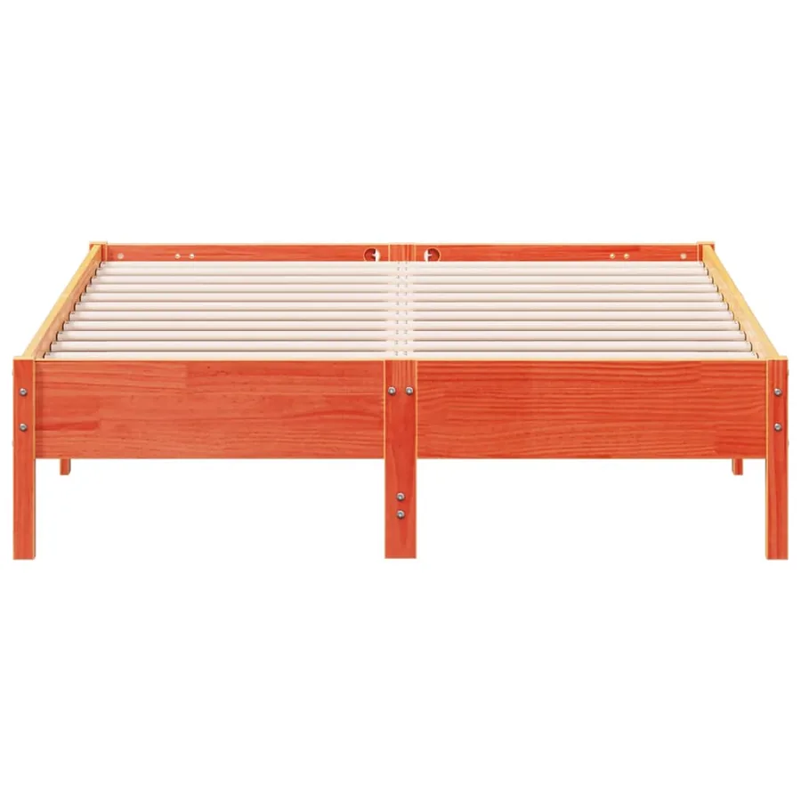 Cadre de lit sans matelas cire marron 135x190cm bois pin massif - 4