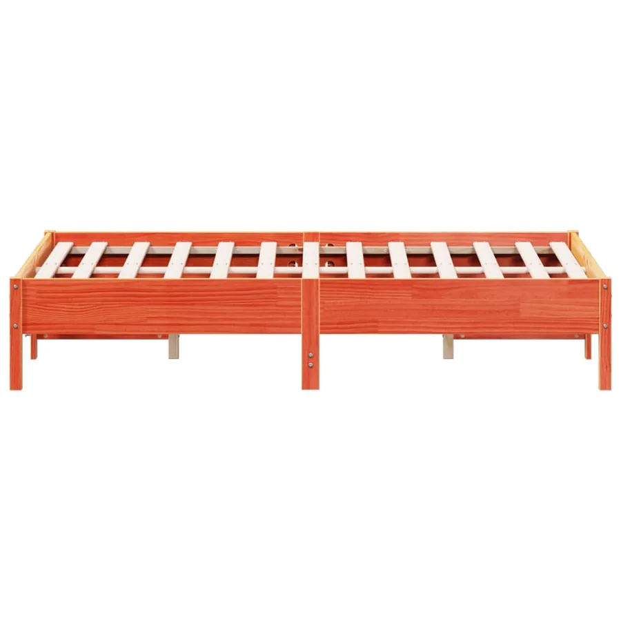 Cadre de lit sans matelas cire marron 135x190cm bois pin massif - 5