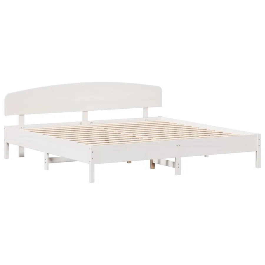 Cadre de lit sans matelas blanc 200x200 cm bois massif de pin - 3