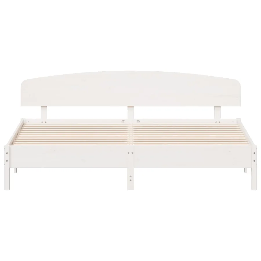 Cadre de lit sans matelas blanc 200x200 cm bois massif de pin - 4