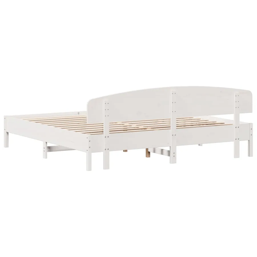 Cadre de lit sans matelas blanc 200x200 cm bois massif de pin - 6