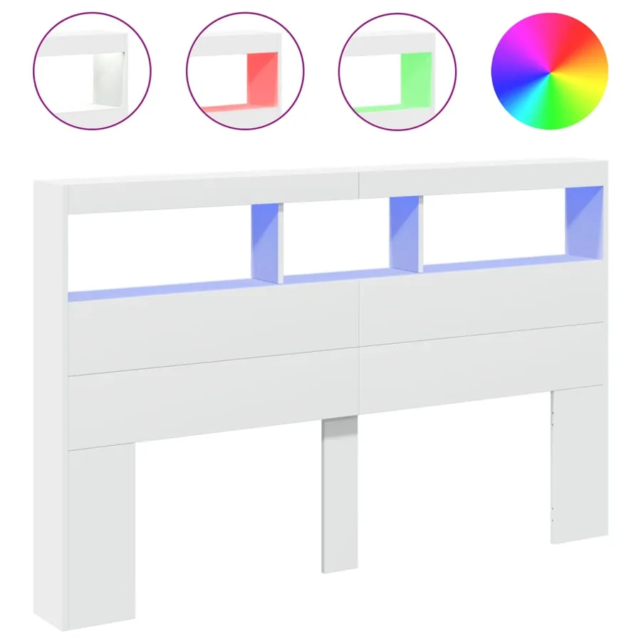 Armoire tête de lit avec LED blanc 160x17x102 cm - 2