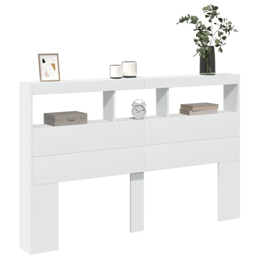 Armoire tête de lit avec LED blanc 160x17x102 cm - 5