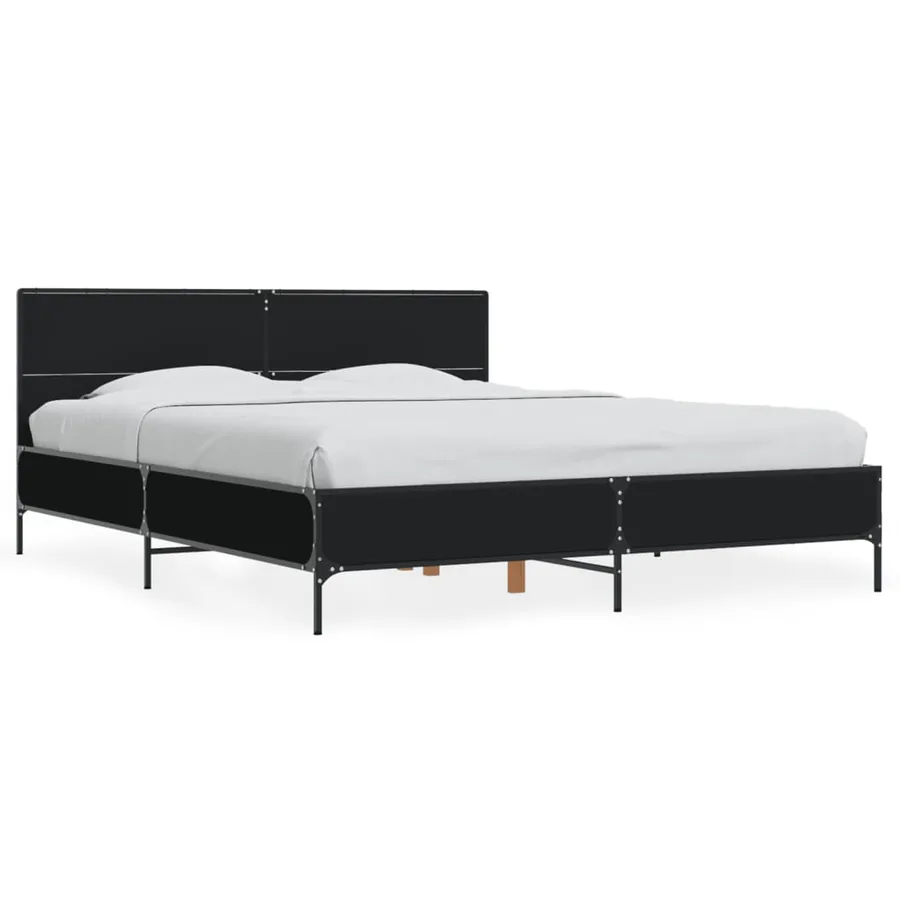 Cadre de lit sans matelas noir 160x200 cm - 2