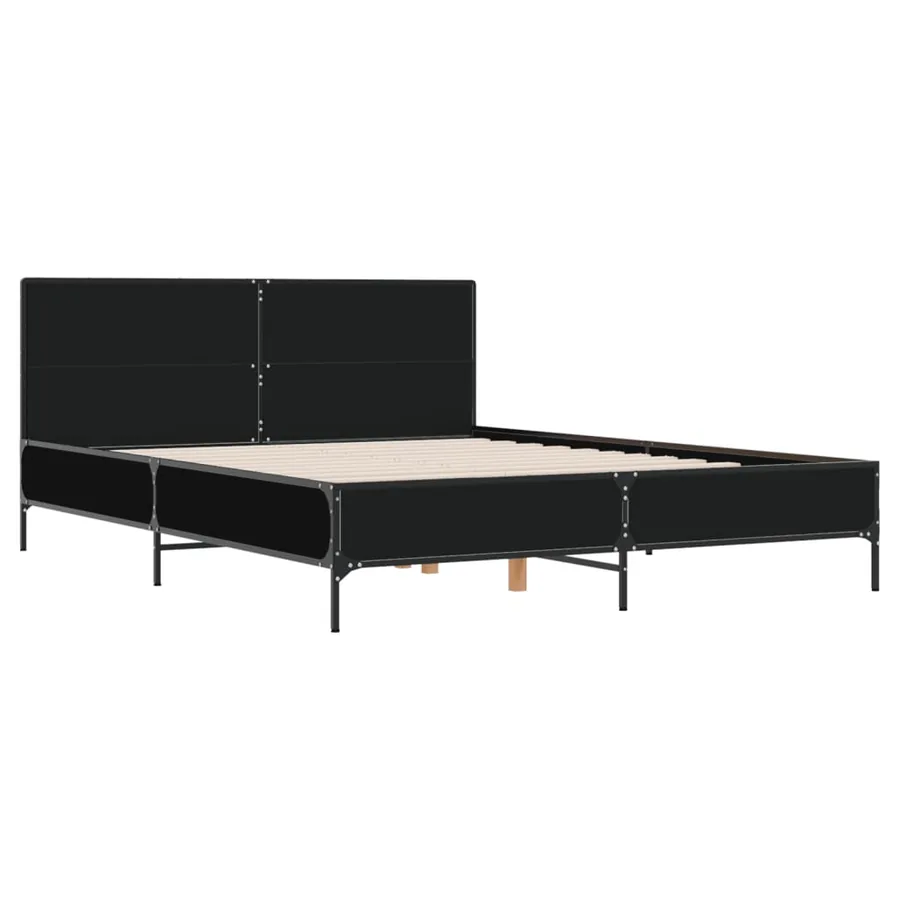 Cadre de lit sans matelas noir 160x200 cm - 3