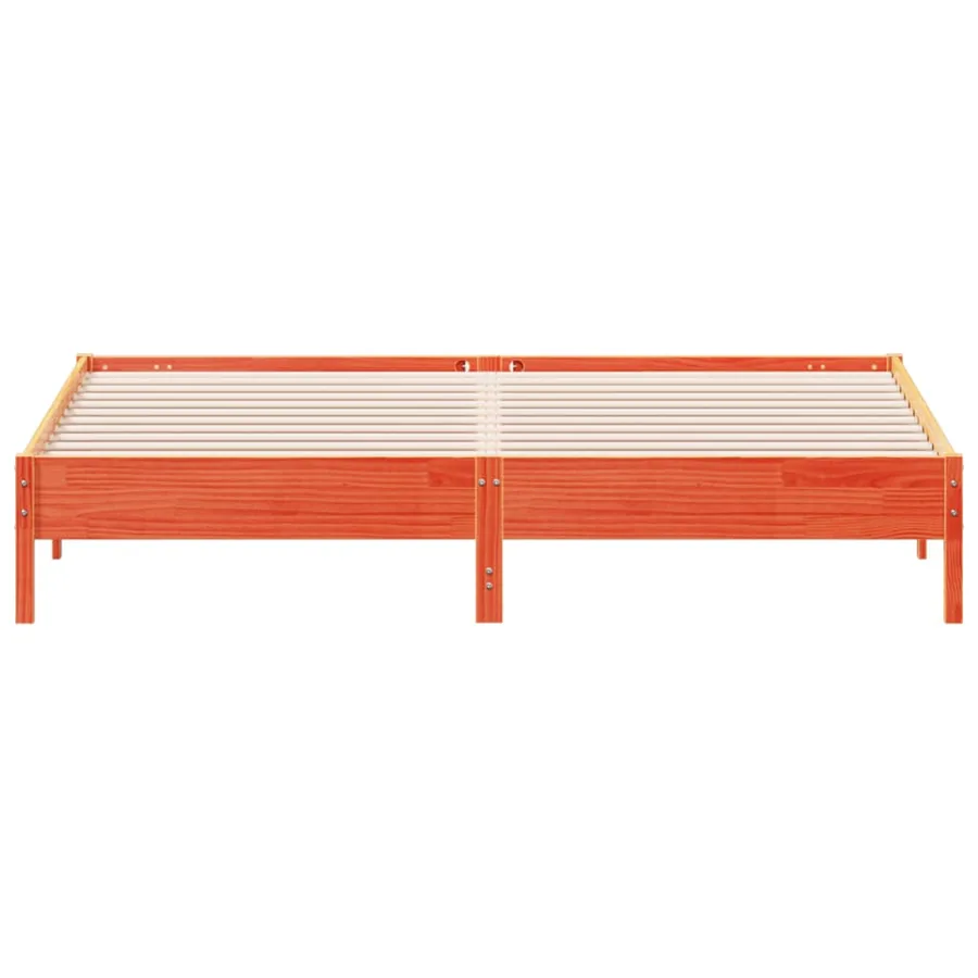 Cadre de lit sans matelas cire marron 200x200cm bois pin massif - 4