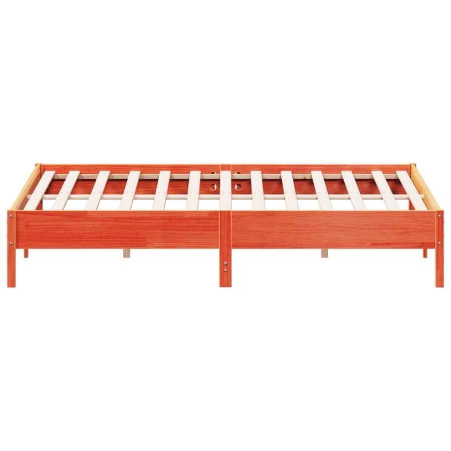 Cadre de lit sans matelas cire marron 200x200cm bois pin massif - 5