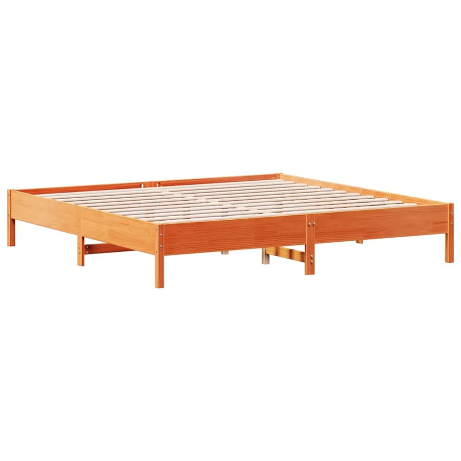 Cadre de lit sans matelas cire marron 200x200cm bois pin massif - 6