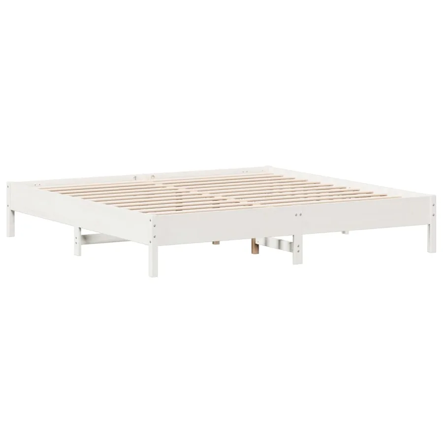 Cadre de lit sans matelas blanc 180x200 cm bois massif de pin - 2