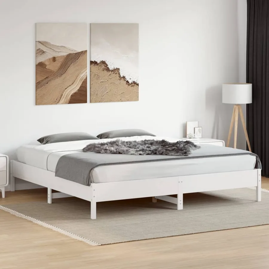 Cadre de lit sans matelas blanc 180x200 cm bois massif de pin - 3