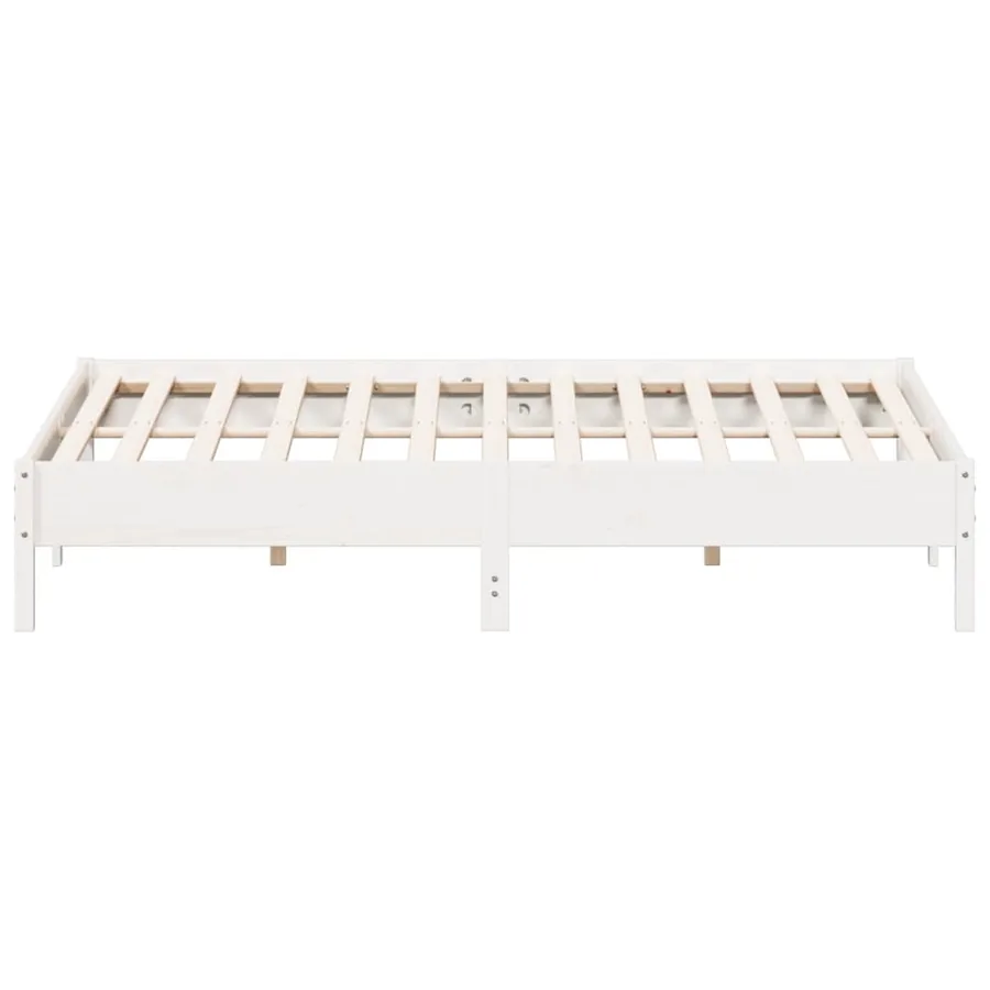 Cadre de lit sans matelas blanc 180x200 cm bois massif de pin - 5