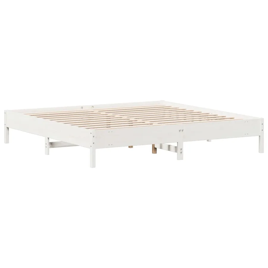 Cadre de lit sans matelas blanc 180x200 cm bois massif de pin - 6