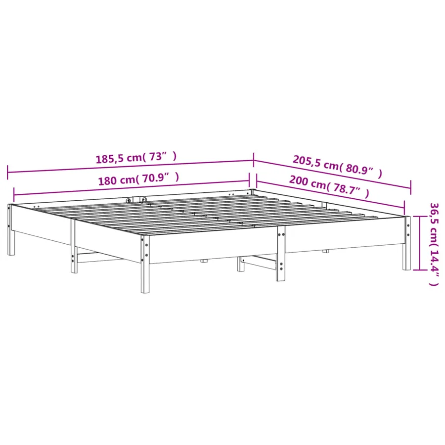 Cadre de lit sans matelas blanc 180x200 cm bois massif de pin - 9