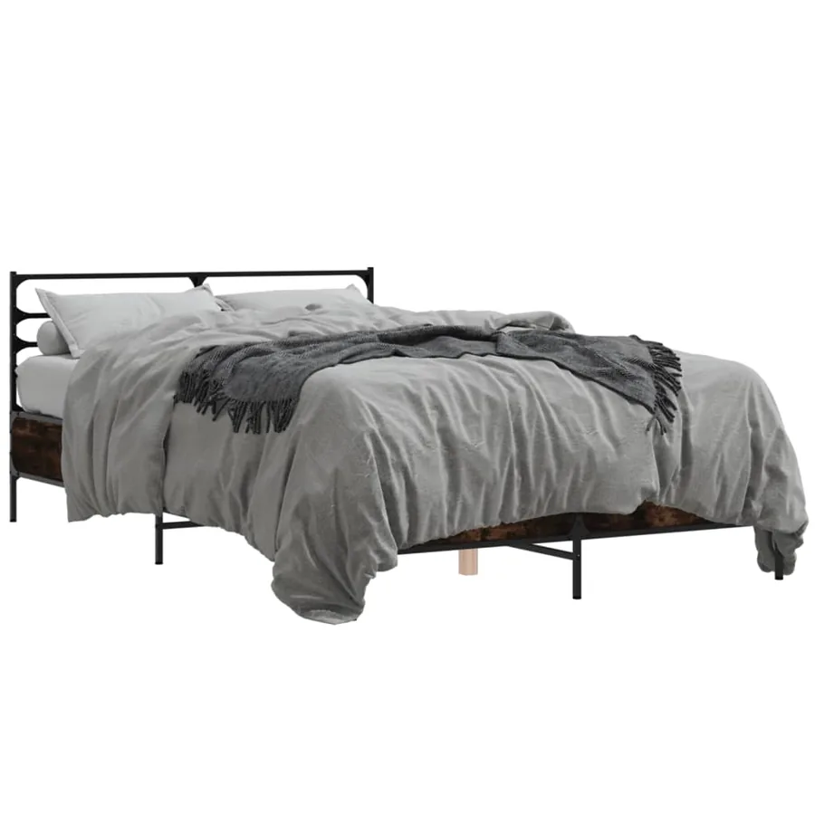 Cadre de lit sans matelas chêne fumé 140x190 cm - 2