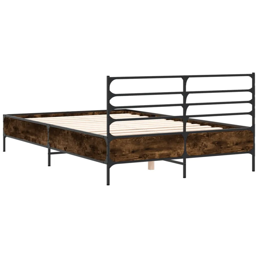 Cadre de lit sans matelas chêne fumé 140x190 cm - 6
