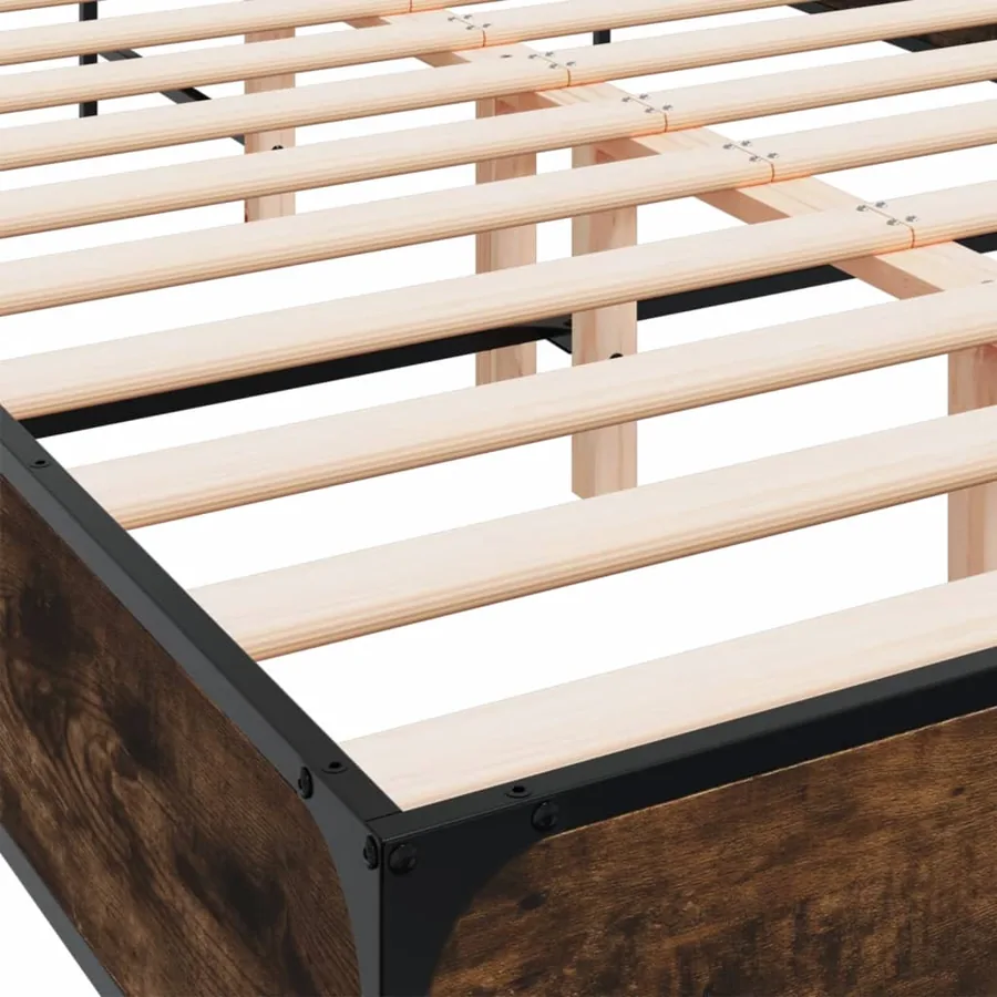 Cadre de lit sans matelas chêne fumé 140x190 cm - 7