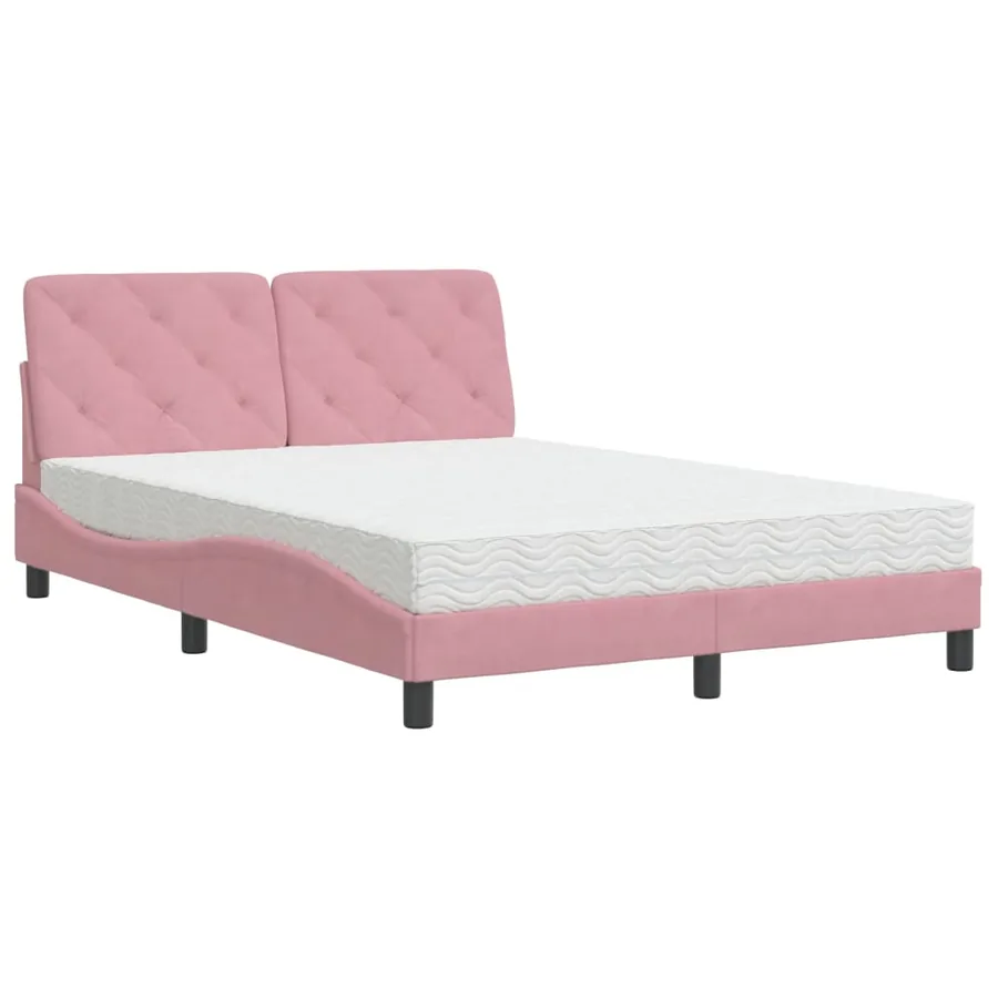 Lit avec matelas rose 120x200 cm velours - 2