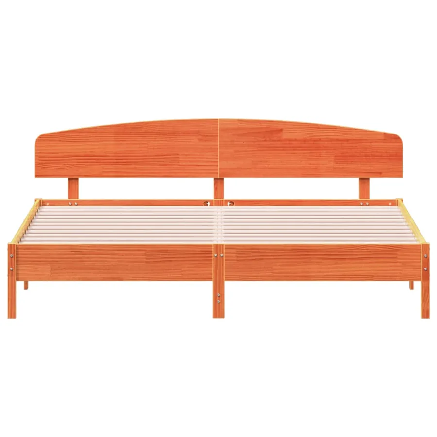 Cadre de lit sans matelas cire marron 200x200cm bois pin massif - 4