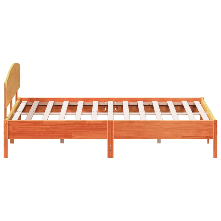 Cadre de lit sans matelas cire marron 200x200cm bois pin massif - 5