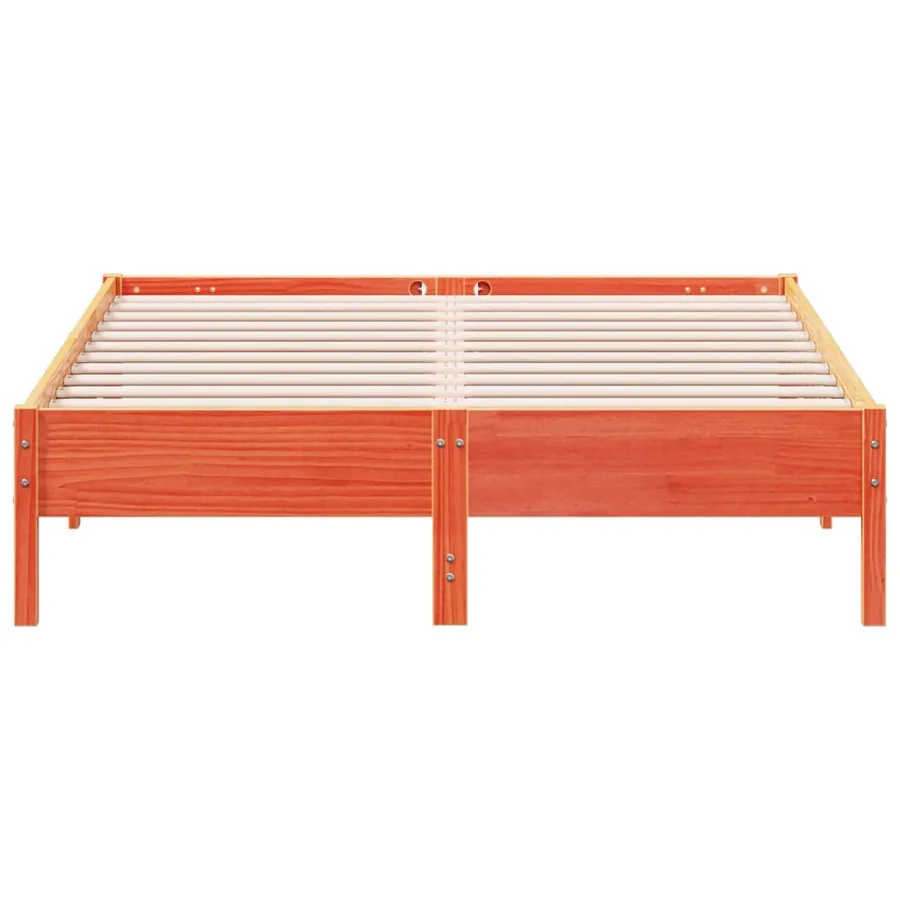Cadre de lit sans matelas cire marron 160x200cm bois pin massif - 4
