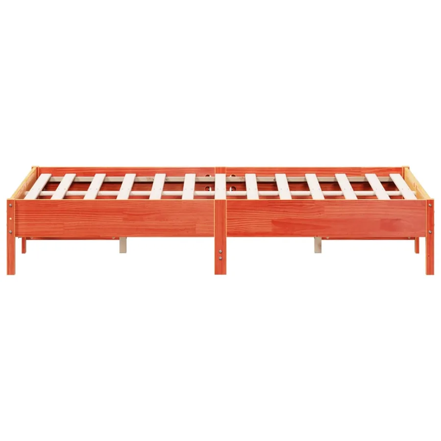 Cadre de lit sans matelas cire marron 160x200cm bois pin massif - 5