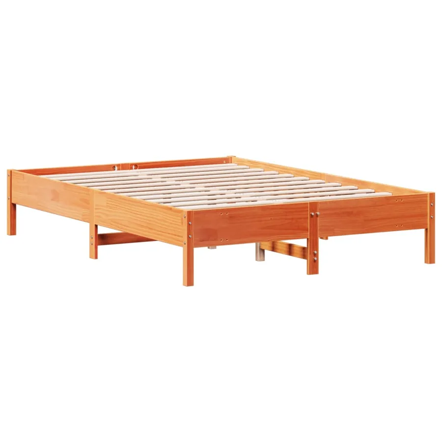 Cadre de lit sans matelas cire marron 160x200cm bois pin massif - 6